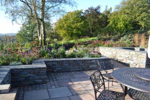 Natural stone paving seating area