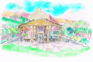 Concept drawing for the Langdale garden of the proposed gazeebo in the top garde