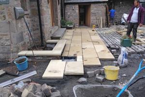 Landscaping work paving using york stone kirkby lonsdale